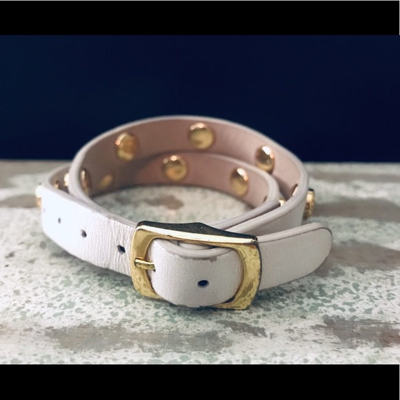 Rustic Cuff Macy Metallic White Leather Double Wrap - Picture 3 of 6